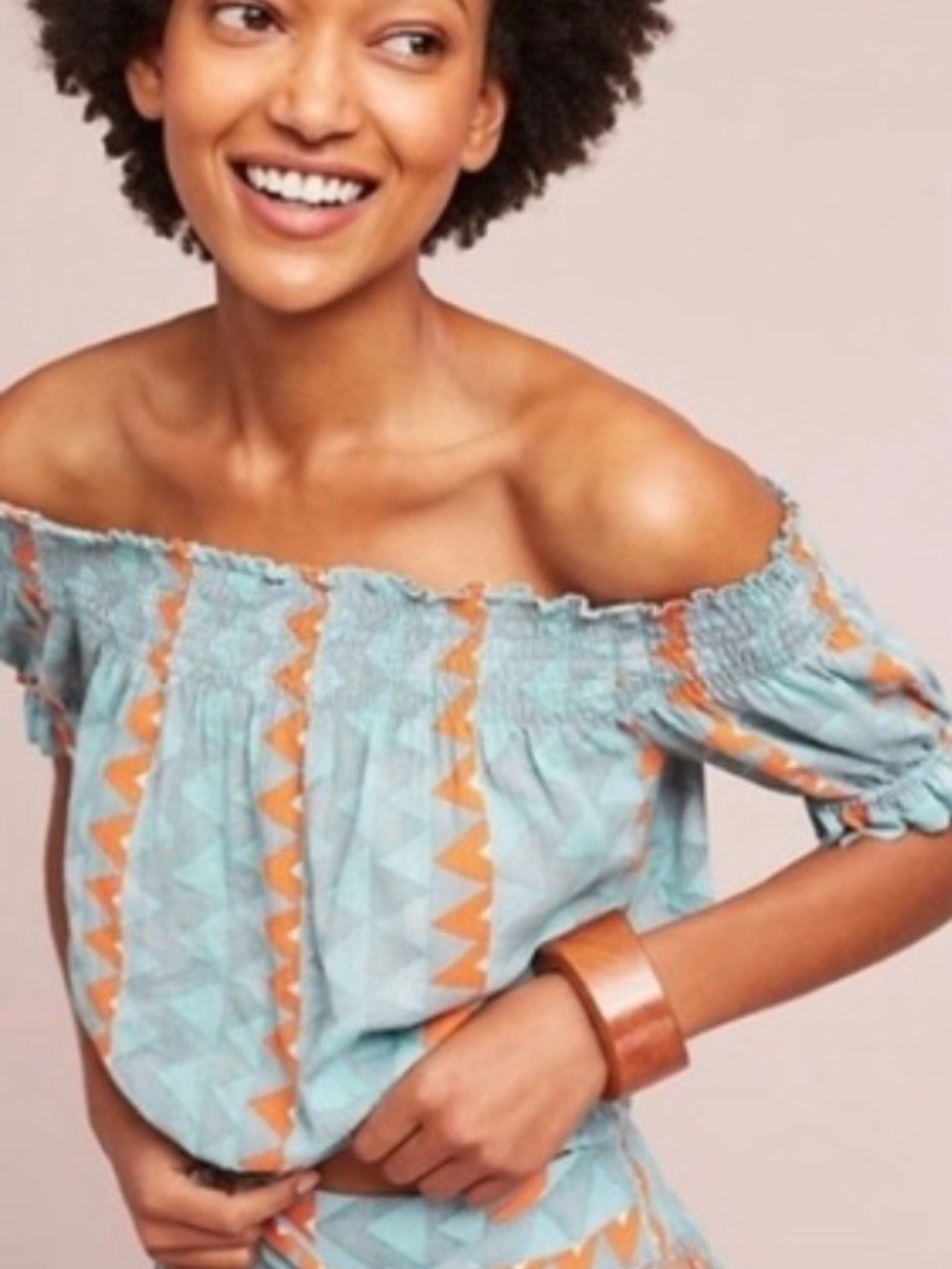 Anthropologie Feather & Bone Off the Shoulder Top S & Belted Culottes